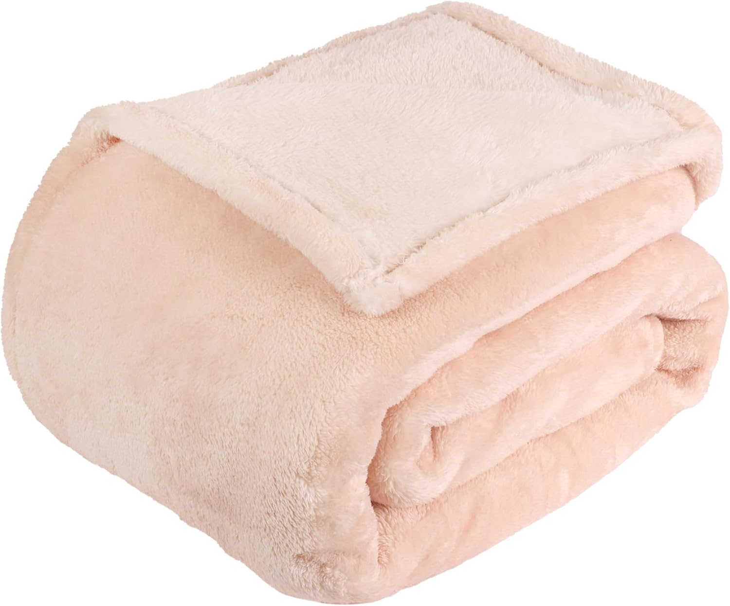 Life Comfort Ultimate Plush Fleece Shearling Blanket in peach, 90 by 90 inches